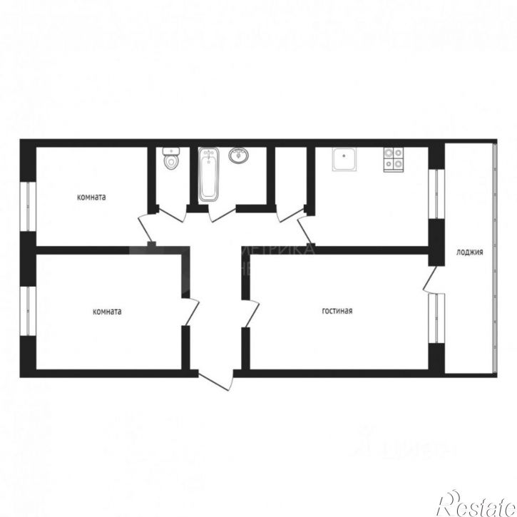 3-комн квартира улица Калинина, 84А,  д. 84А