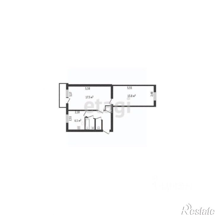 2-комн квартира улица Калинина, 68А,  д. 68А