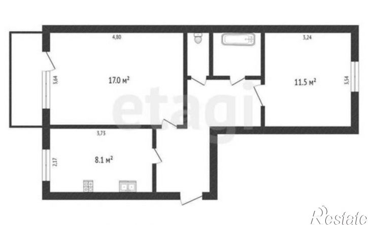 2-комн квартира ул Ленинградская, 21,  д. 21