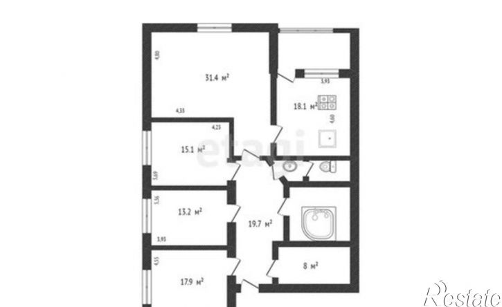 4-комн квартира ул Пушкина, 2б,  д. 2б